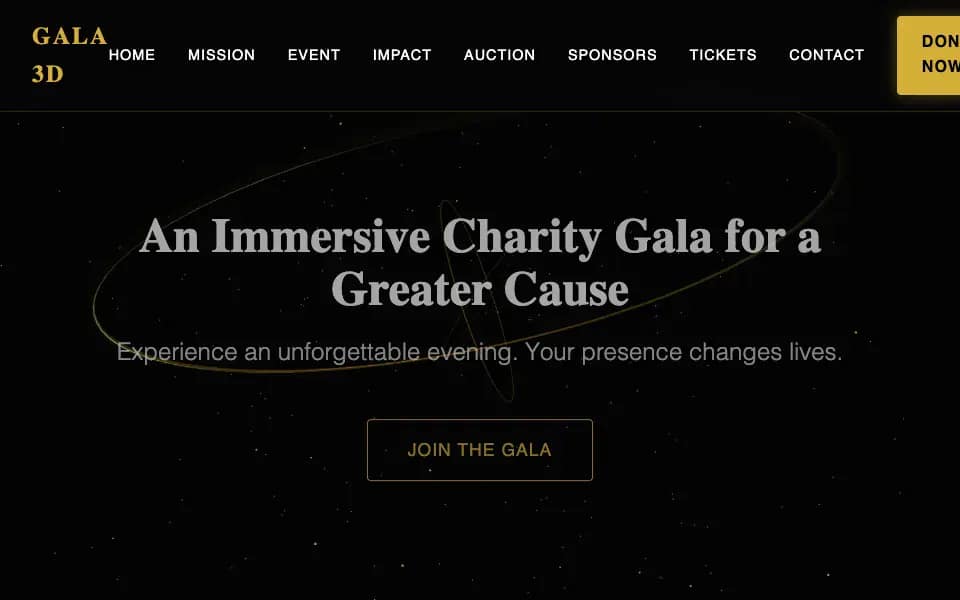 3D Charity Gala with Stage, Testimonial Videos and Live Auction