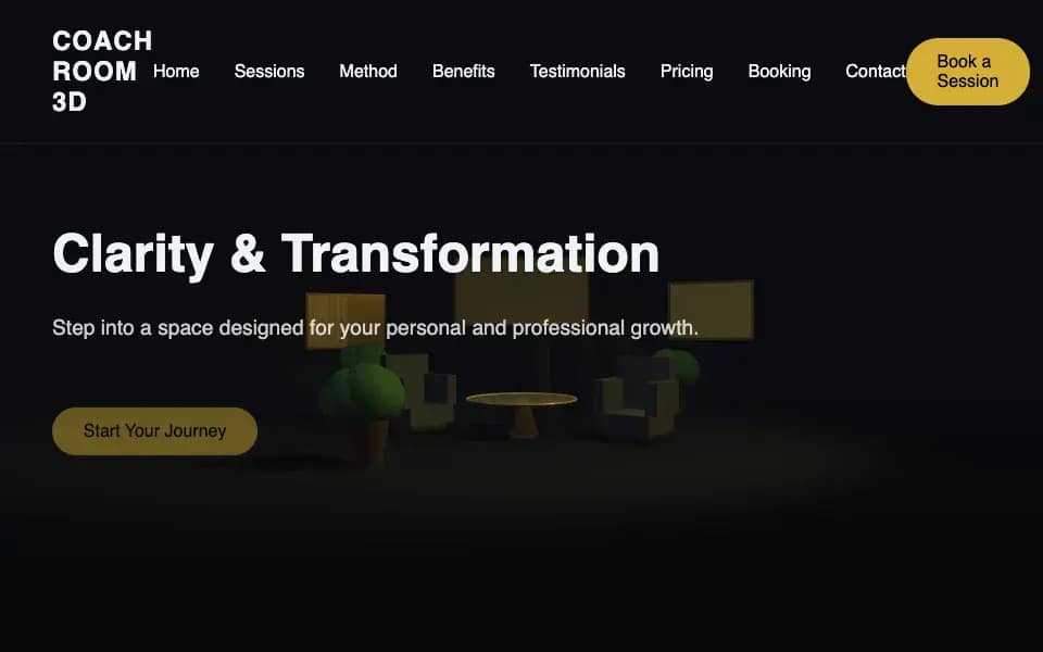 3D Freelance Landing for Coach with Session Room and Guided Videos
