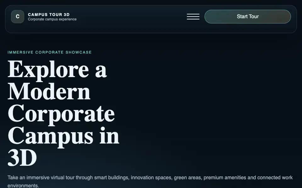 Elegant 3D Corporate Campus Tour with Explanatory Videos