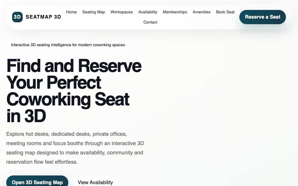 3D Coworking Seating Map with Desk Previews and Reservations