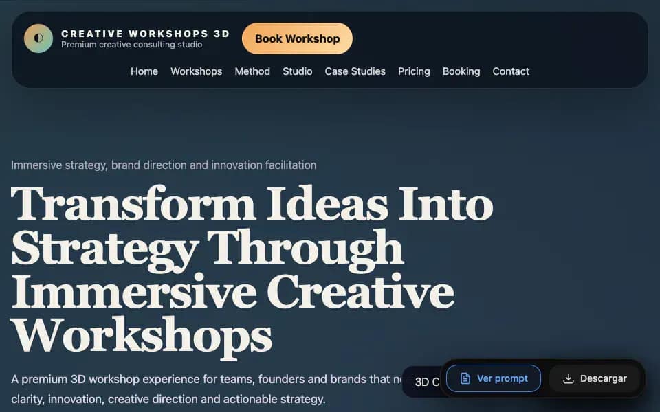 3D Freelance Portfolio for Creative Consultant with Case Room and Workshop Videos