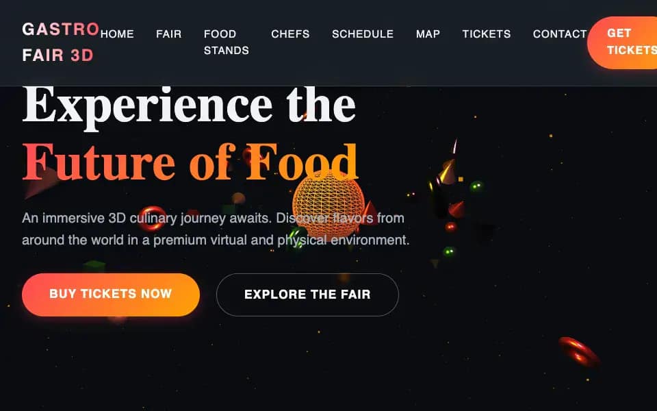 3D Gastronomic Fair with Stands, Recipe Videos and Table Reservations