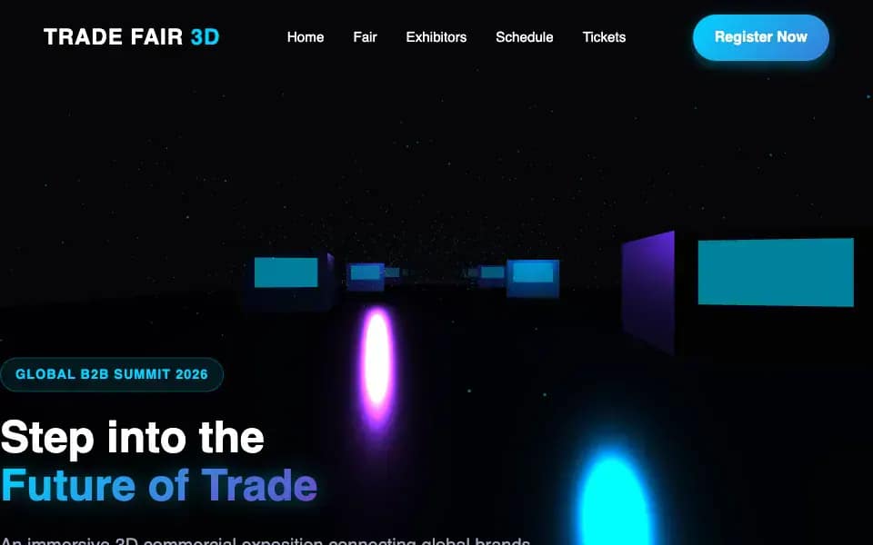 3D Immersive Trade Fair with Pavilions and Product Videos