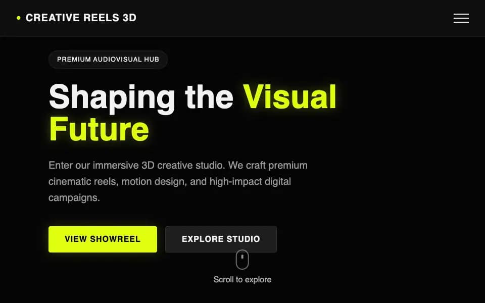 3D Portfolio for Creative Studio with Video Reels