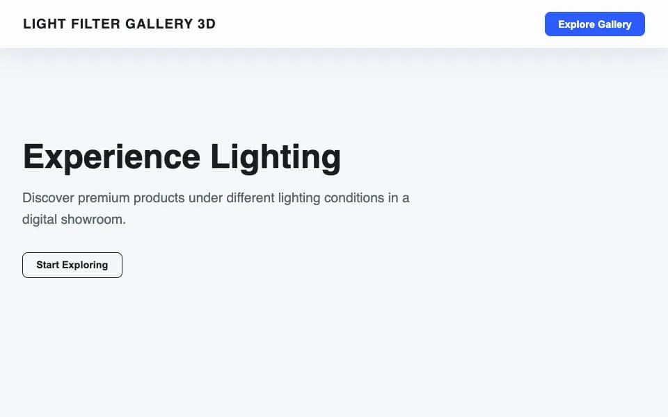 3D Light Mode Product Gallery with Video Projection and Filters