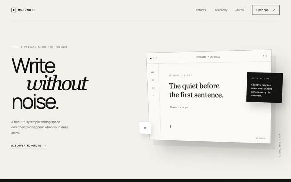 MonoNote — Minimal 3D Writing App
