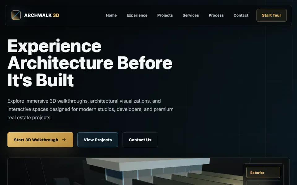 3D Architecture Portfolio — Concept discovery tour
