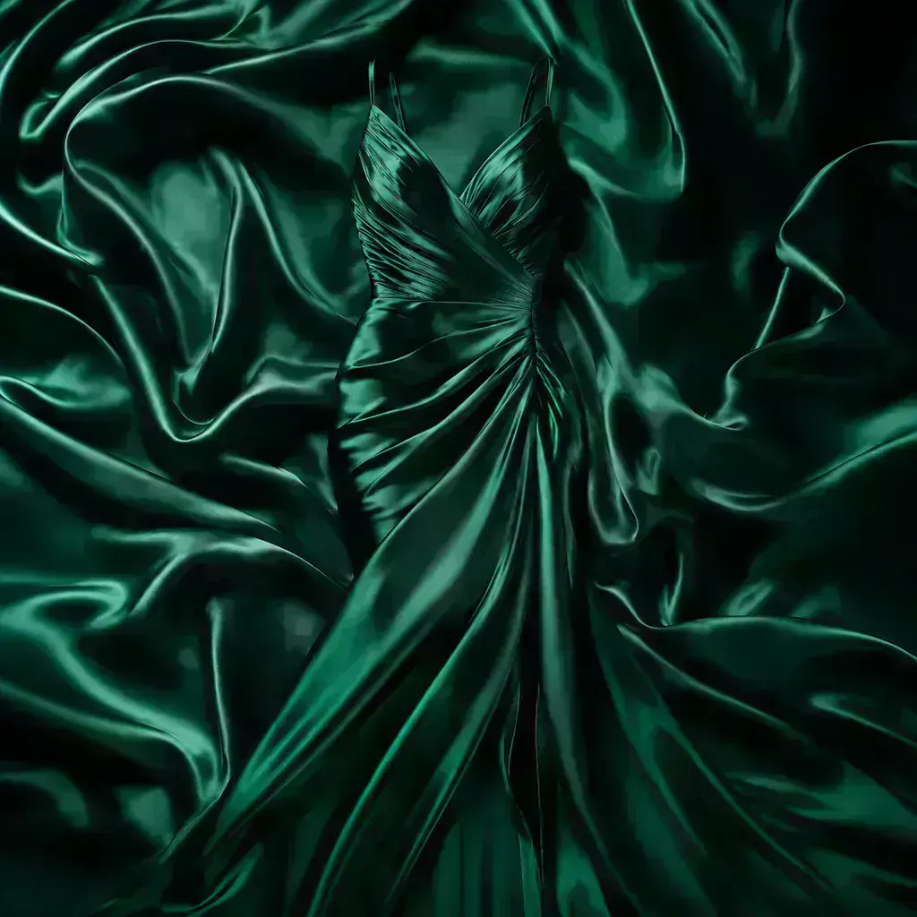 Vestido de seda esmeralda
