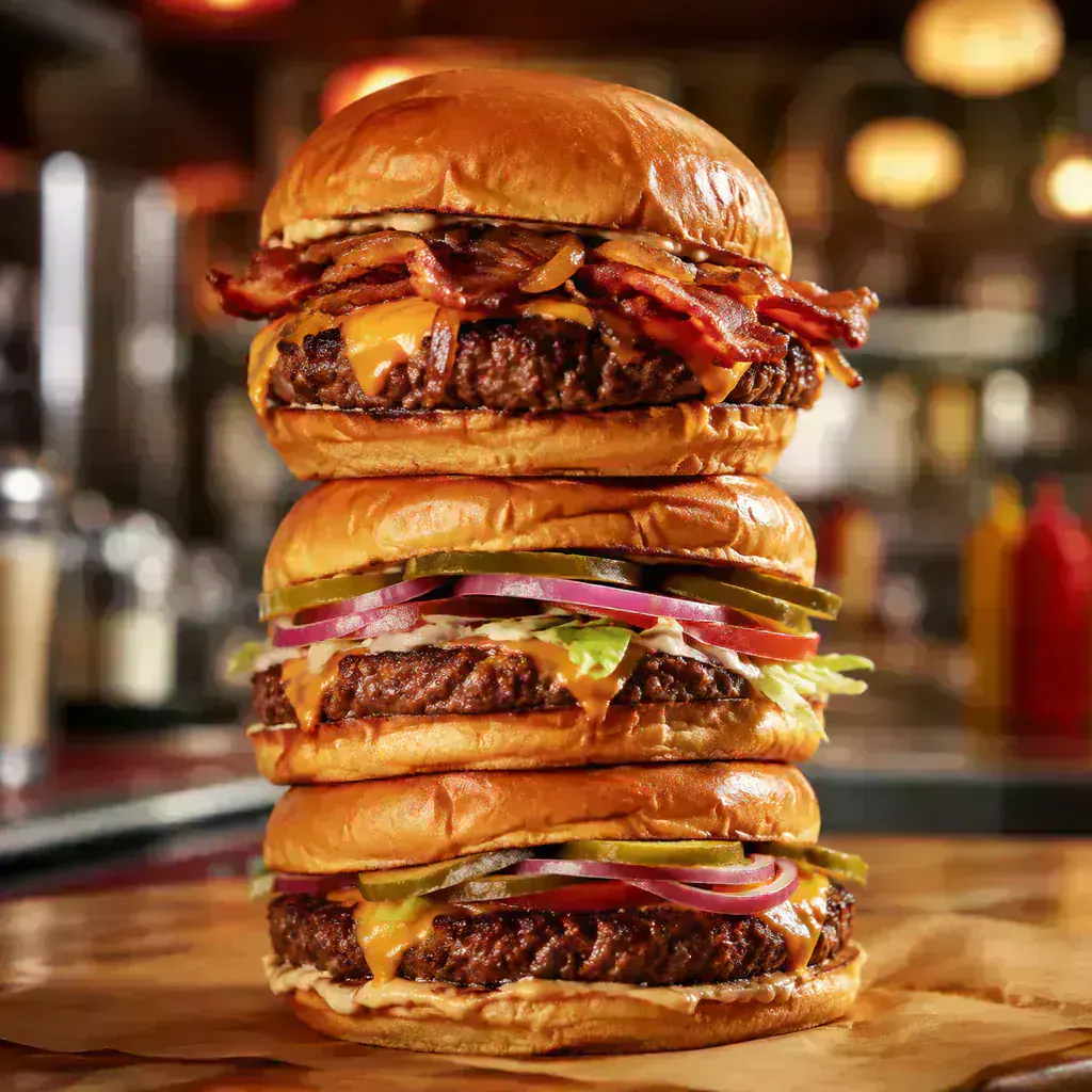 Torre de hamburguesas gourmet