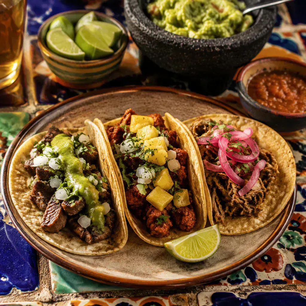 Tacos callejeros coloridos