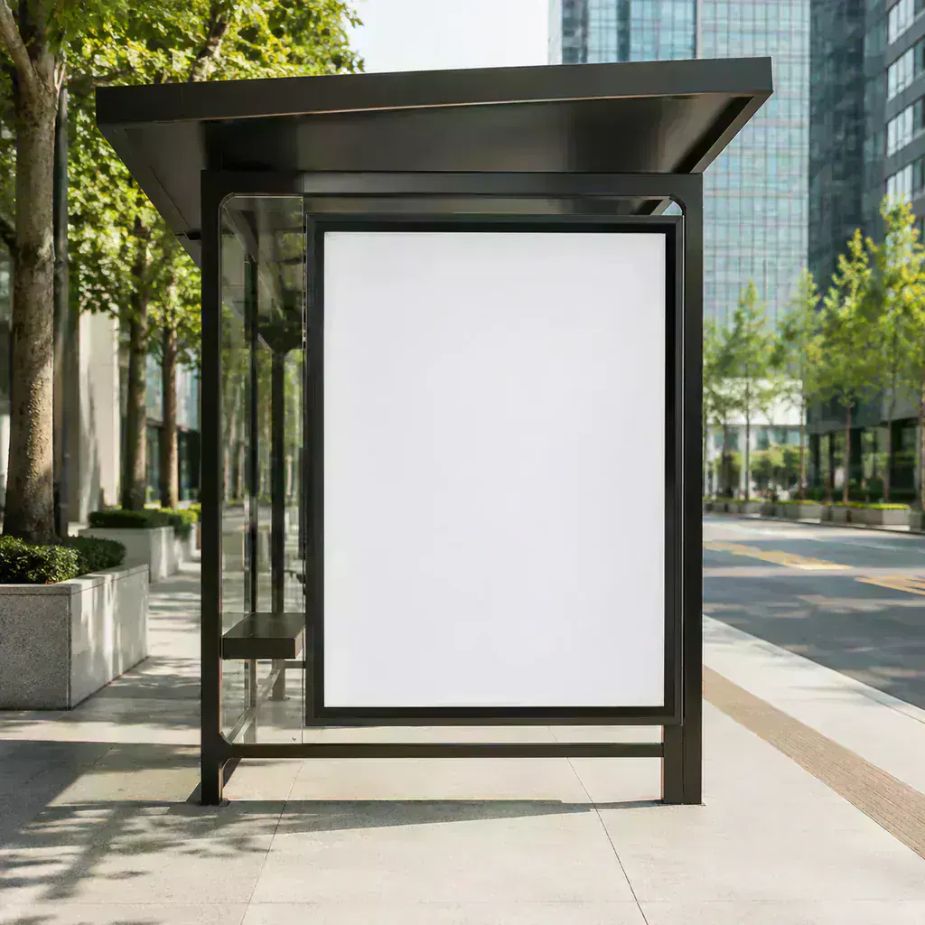 Mockup de póster en parada de autobús